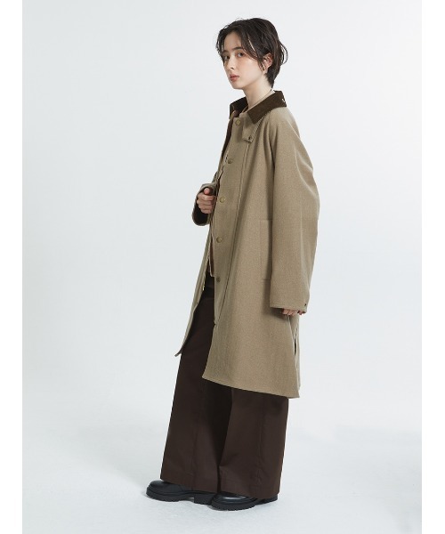 Barbour（バブアー）の「"JAPAN LIMITED"【EXMOOR / エクスモア】 ウール ミドルレングス コート（ユニセックス）（ステンカラーコート・メンズ・ベージュ/ネイビー・34/36/38/40）」の3枚目の写真