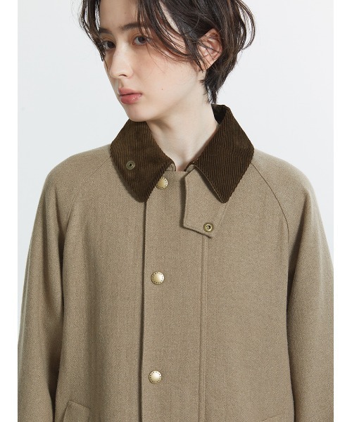 Barbour（バブアー）の「"JAPAN LIMITED"【EXMOOR / エクスモア】 ウール ミドルレングス コート（ユニセックス）（ステンカラーコート・メンズ・ベージュ/ネイビー・34/36/38/40）」の6枚目の写真