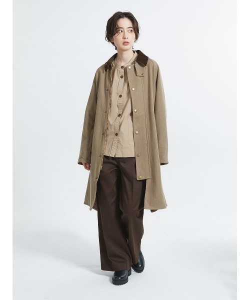 Barbour（バブアー）の「"JAPAN LIMITED"【EXMOOR / エクスモア】 ウール ミドルレングス コート（ユニセックス）（ステンカラーコート・メンズ・ベージュ/ネイビー・34/36/38/40）」の4枚目の写真