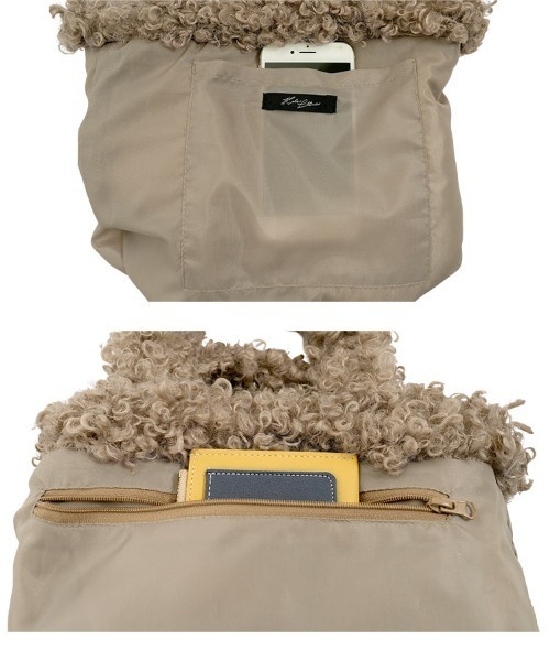 KOBE LETTUCE（コウベレタス）の「[ Yuumiさんコラボ ]ファーバッグ（ハンドバッグ・レディース・ブラウン/アイボリー/グレイッシュベージュ・F）」の12枚目の写真