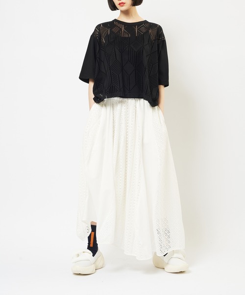 gomme（ゴム）の「レースフレアスカート（スカート・レディース・ブラック/ホワイト・MEDIUM）」の3枚目の写真