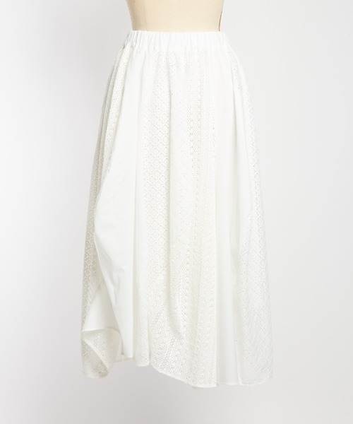 gomme（ゴム）の「レースフレアスカート（スカート・レディース・ブラック/ホワイト・MEDIUM）」の15枚目の写真