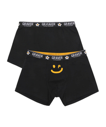 GRAVER（グレーバー）の「イエロードローイングスマイル メンズドロース 1パック_ブラック（ボクサーパンツ）」