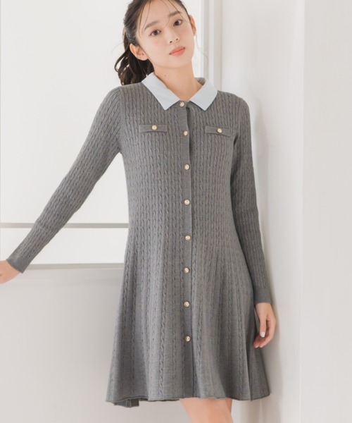 【NEW】ミッシュマッシュ（MISCH MASCH）/2025秋冬新作 襟付きケーブルミニニットワンピース セール】2025秋冬新作 襟付きケーブルミニニットワンピース