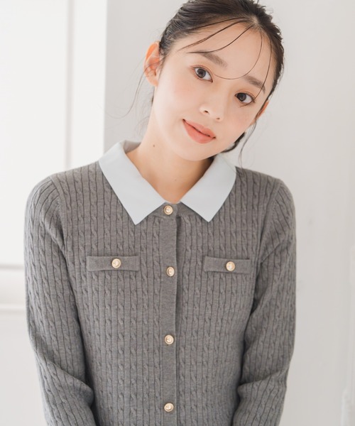 MISCH MASCH(ミッシュマッシュ)の「襟付きケーブルミニニットワンピース(ワンピース・レディース・グレー/ブラック・フリ-)」の9枚目の写真