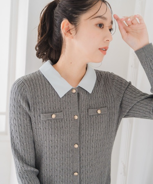MISCH MASCH(ミッシュマッシュ)の「襟付きケーブルミニニットワンピース(ワンピース・レディース・グレー/ブラック・フリ-)」の10枚目の写真