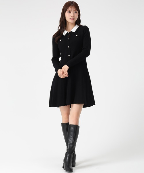 MISCH MASCH(ミッシュマッシュ)の「襟付きケーブルミニニットワンピース(ワンピース・レディース・グレー/ブラック・フリ-)」の14枚目の写真