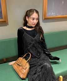 スパークルレースベロアドレス / sparkle lace velour dress