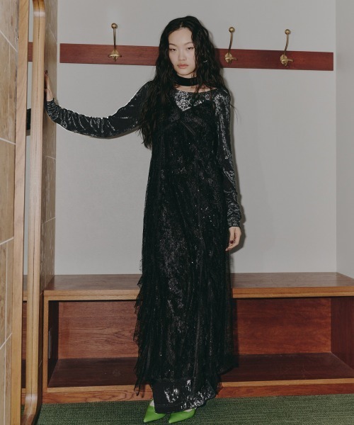 スーツ・フォーマル・ドレス ANDRESD sparkle lace velour dress スパークルレースベロアドレス / sparkle lace velour dress（ドレス