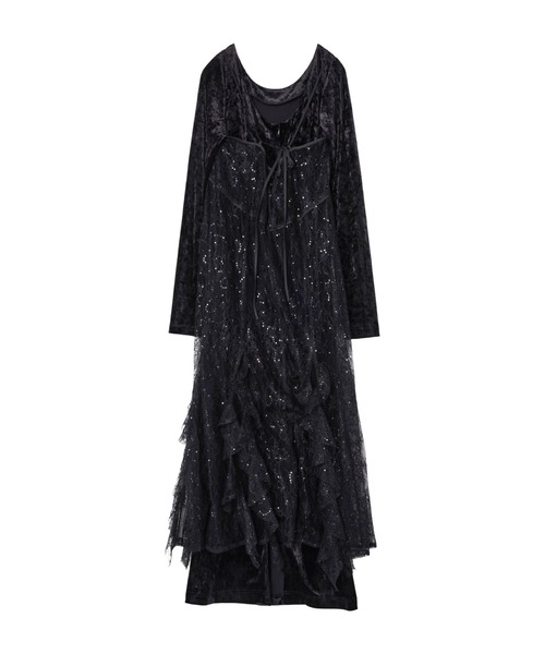 スーツ・フォーマル・ドレス ANDRESD sparkle lace velour dress ANDRESD】sparkle lace velour dress 結婚式 パーティードレス
