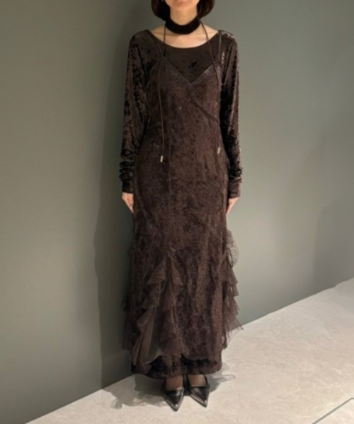 スパークルレースベロアドレス / sparkle lace velour dress（ドレス