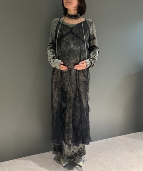 スパークルレースベロアドレス / sparkle lace velour dress（ドレス