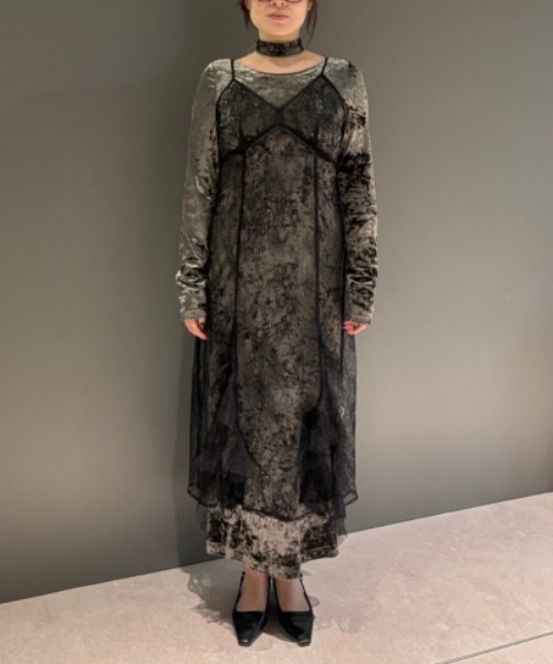スパークルレースベロアドレス / sparkle lace velour dress（ドレス