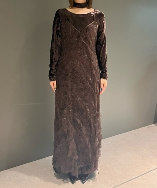スパークルレースベロアドレス / sparkle lace velour dress（ドレス