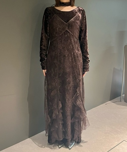 スパークルレースベロアドレス / sparkle lace velour dress（ドレス
