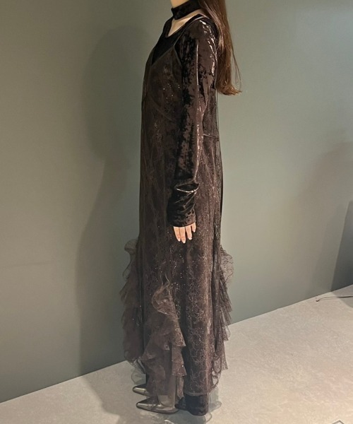 スパークルレースベロアドレス / sparkle lace velour dress（ドレス