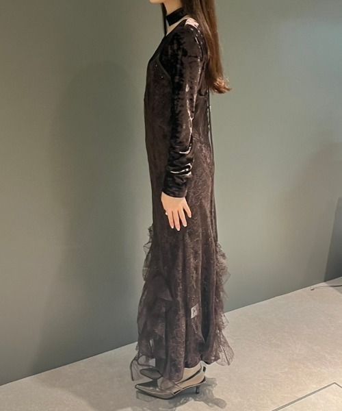 スパークルレースベロアドレス / sparkle lace velour dress（ドレス