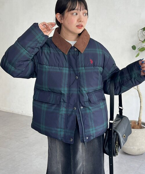 U.S. POLO ASSN.（ユーエスポロアッスン）の「襟コーデュロイ撥水中綿ジャケット（ブルゾン・レディース・アイボリー/ブラック/ネイビー・FREE）」の3枚目の写真