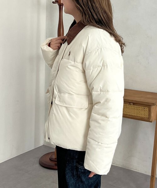 U.S. POLO ASSN.（ユーエスポロアッスン）の「襟コーデュロイ撥水中綿ジャケット（ブルゾン・レディース・アイボリー/ブラック/ネイビー・FREE）」の7枚目の写真