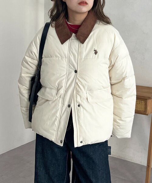 U.S. POLO ASSN.（ユーエスポロアッスン）の「襟コーデュロイ撥水中綿ジャケット（ブルゾン・レディース・アイボリー/ブラック/ネイビー・FREE）」の10枚目の写真