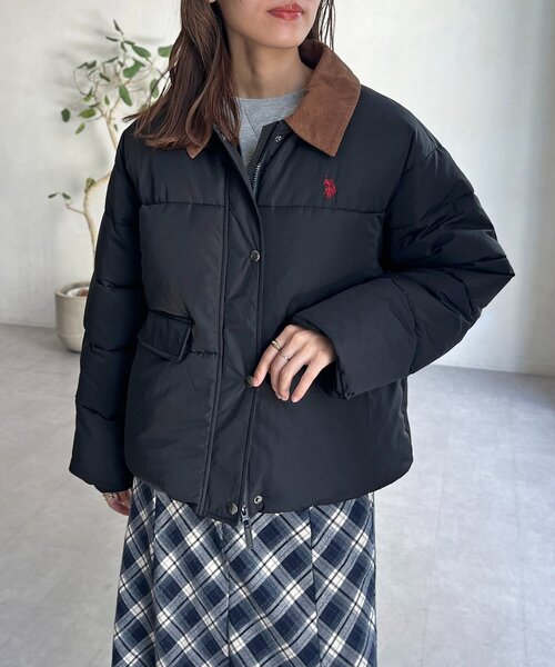 U.S. POLO ASSN.（ユーエスポロアッスン）の「襟コーデュロイ撥水中綿ジャケット（ブルゾン・レディース・アイボリー/ブラック/ネイビー・FREE）」の12枚目の写真