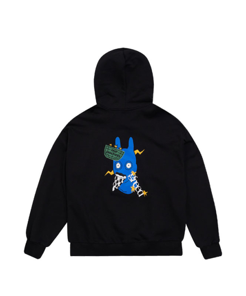 OURPOCKETS(アワーポケッツ)の「グリッドマスクピザマンスウェットフーディー(Zブラック)(パーカー・レディース・ブラック・MEDIUM/X-LARGE)」の5枚目の写真