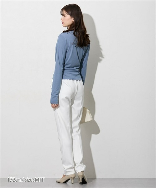 slattgir(スラットジール)の「高身長 カットソードレープトップス(トールサイズ)(Tシャツ/カットソー・レディース・グレイッシュベージュ/グレイッシュブルー/ネイビー・TM/TL/TLL/T3L/T4L/T5L)」の6枚目の写真