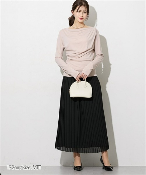 slattgir(スラットジール)の「高身長 カットソードレープトップス(トールサイズ)(Tシャツ/カットソー・レディース・グレイッシュベージュ/グレイッシュブルー/ネイビー・TM/TL/TLL/T3L/T4L/T5L)」の9枚目の写真