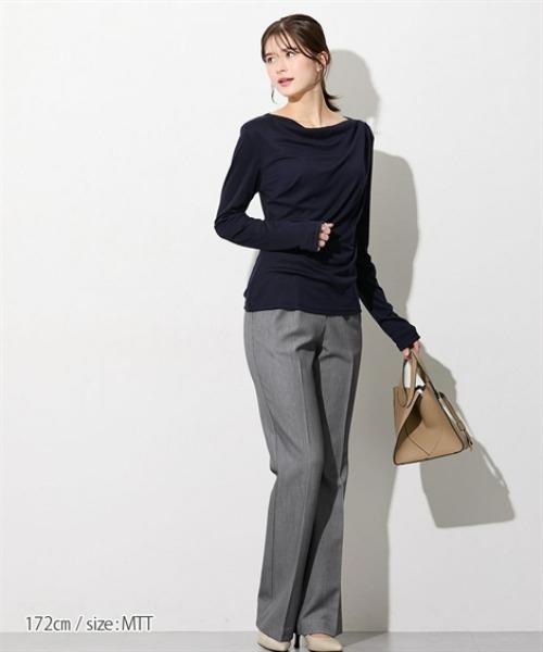 slattgir(スラットジール)の「高身長 カットソードレープトップス(トールサイズ)(Tシャツ/カットソー・レディース・グレイッシュベージュ/グレイッシュブルー/ネイビー・TM/TL/TLL/T3L/T4L/T5L)」の11枚目の写真