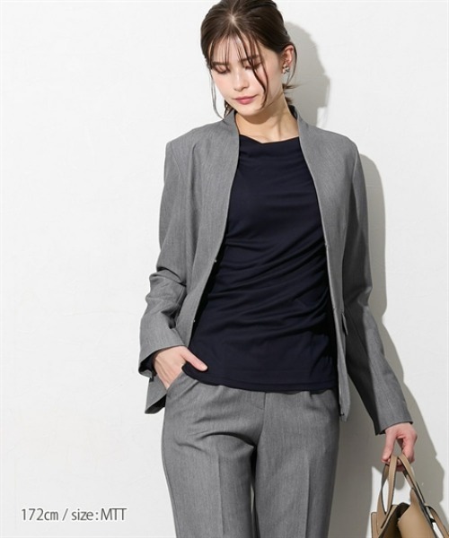 slattgir(スラットジール)の「高身長 カットソードレープトップス(トールサイズ)(Tシャツ/カットソー・レディース・グレイッシュベージュ/グレイッシュブルー/ネイビー・TM/TL/TLL/T3L/T4L/T5L)」の18枚目の写真