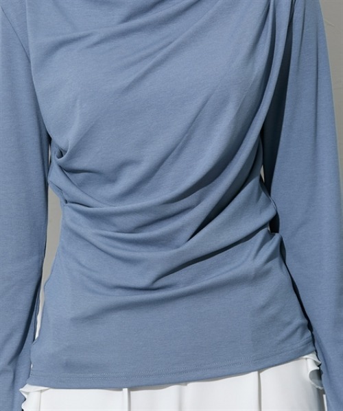 slattgir(スラットジール)の「高身長 カットソードレープトップス(トールサイズ)(Tシャツ/カットソー・レディース・グレイッシュベージュ/グレイッシュブルー/ネイビー・TM/TL/TLL/T3L/T4L/T5L)」の22枚目の写真