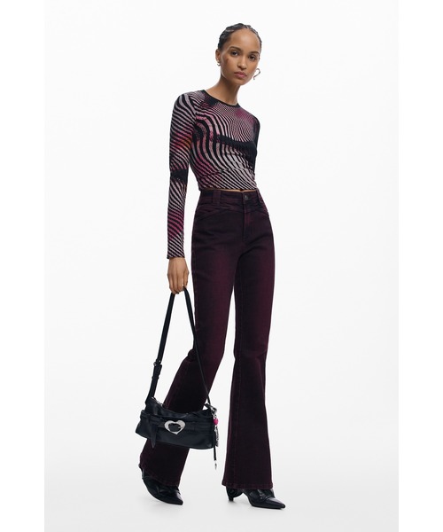 Desigual（デシグアル）の「グラフィックプリント ブラックニット長袖Tシャツ（Tシャツ/カットソー・レディース・ブラック・S/M/XS/L/XL）」の3枚目の写真