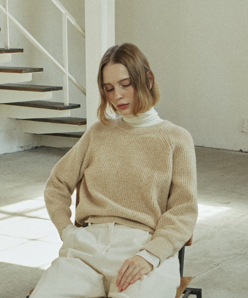 YUPPE（ヨッペ）の「MIX WOOL KNIT_BEIGE（ニット/セーター・レディース・その他・FREE）」の2枚目の写真