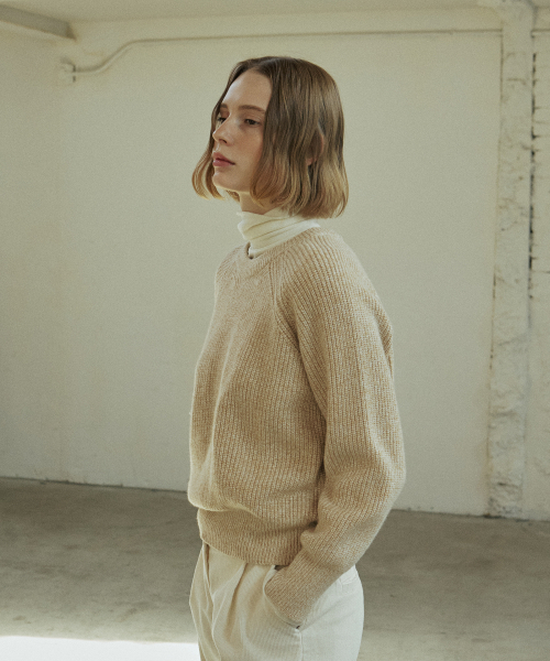 YUPPE（ヨッペ）の「MIX WOOL KNIT_BEIGE（ニット/セーター・レディース・その他・FREE）」の3枚目の写真