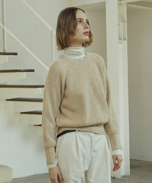 YUPPE（ヨッペ）の「MIX WOOL KNIT_BEIGE（ニット/セーター・レディース・その他・FREE）」の4枚目の写真