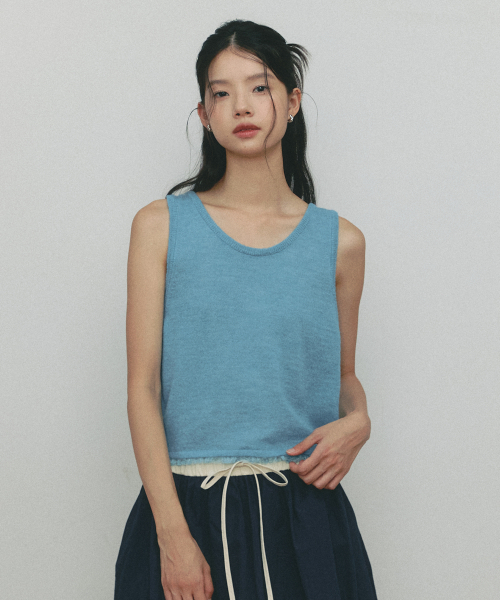SSEMI（セミ）の「FRILLY WOOL SLEEVELESS KNIT(BL)（ベスト・レディース・ブルー・FREE）」の2枚目の写真