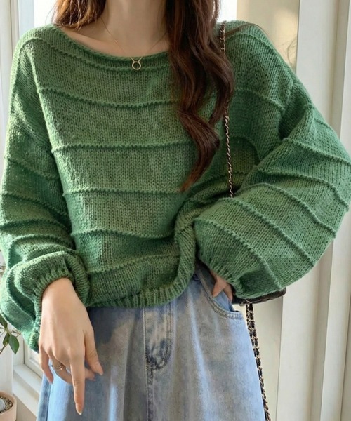 cammie(キャミー)の「波模様ニット(ニット/セーター・レディース・ダークグレー/グリーン/アイボリー・F)」の12枚目の写真