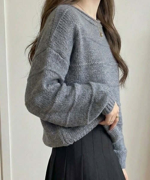 cammie(キャミー)の「波模様ニット(ニット/セーター・レディース・ダークグレー/グリーン/アイボリー・F)」の9枚目の写真