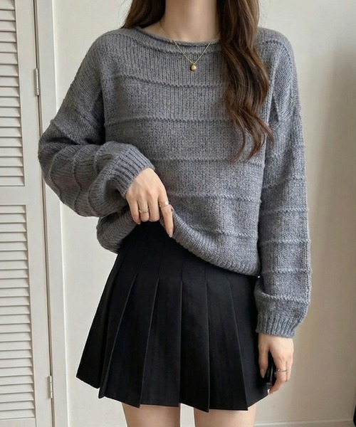 cammie(キャミー)の「波模様ニット(ニット/セーター・レディース・ダークグレー/グリーン/アイボリー・F)」の11枚目の写真