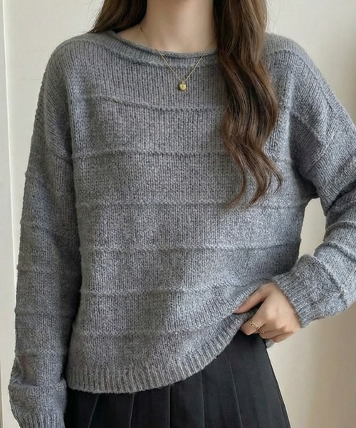 cammie(キャミー)の「波模様ニット(ニット/セーター・レディース・ダークグレー/グリーン/アイボリー・F)」の8枚目の写真