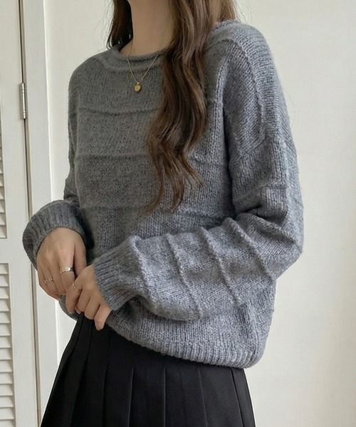 cammie(キャミー)の「波模様ニット(ニット/セーター・レディース・ダークグレー/グリーン/アイボリー・F)」の10枚目の写真