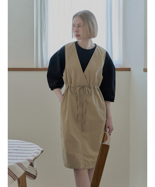 AVANT-G（アバン）の「Waist string sleeveless dress - BEIGE（ワンピース・レディース・その他・FREE）」の2枚目の写真