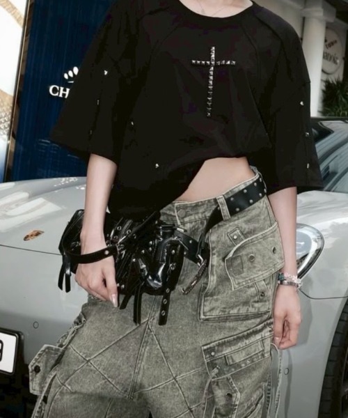 RICH(リッチ)の「【RICH】Cargo Wide Green Washed Short Pants / 【リッチ】ポケットカーゴデニムハーフパンツ(デニムパンツ・メンズ・カーキ・02/01)」の4枚目の写真