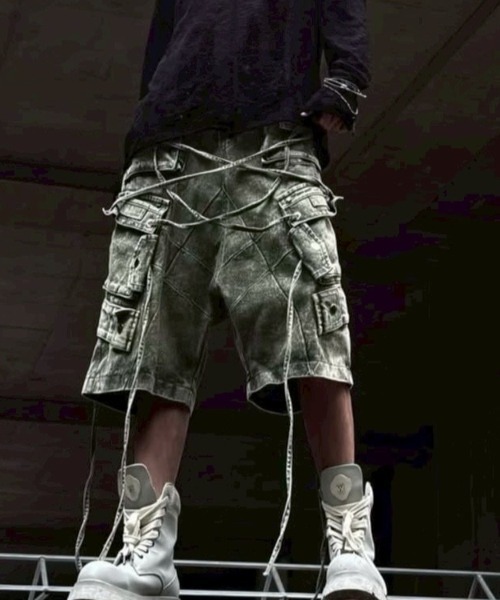 RICH(リッチ)の「【RICH】Cargo Wide Green Washed Short Pants / 【リッチ】ポケットカーゴデニムハーフパンツ(デニムパンツ・メンズ・カーキ・02/01)」の7枚目の写真