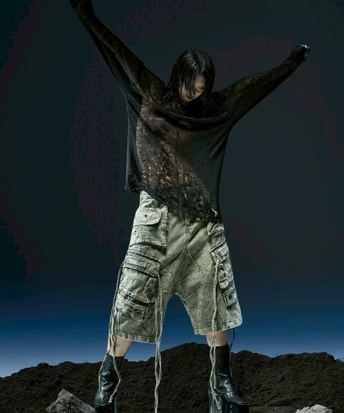RICH(リッチ)の「【RICH】Cargo Wide Green Washed Short Pants / 【リッチ】ポケットカーゴデニムハーフパンツ(デニムパンツ・メンズ・カーキ・02/01)」の8枚目の写真