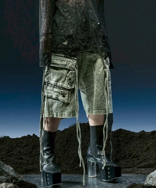 RICH(リッチ)の「【RICH】Cargo Wide Green Washed Short Pants / 【リッチ】ポケットカーゴデニムハーフパンツ(デニムパンツ・メンズ・カーキ・02/01)」の10枚目の写真