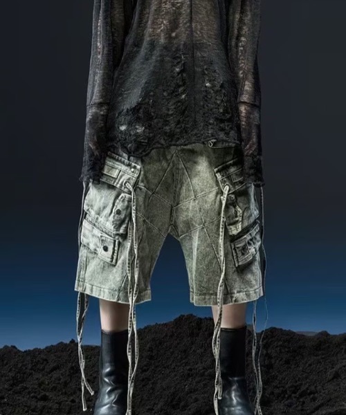 RICH(リッチ)の「【RICH】Cargo Wide Green Washed Short Pants / 【リッチ】ポケットカーゴデニムハーフパンツ(デニムパンツ・メンズ・カーキ・02/01)」の12枚目の写真