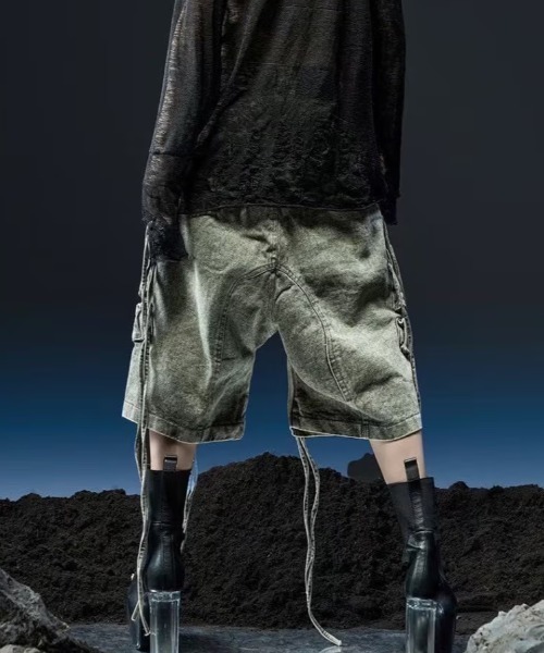 RICH(リッチ)の「【RICH】Cargo Wide Green Washed Short Pants / 【リッチ】ポケットカーゴデニムハーフパンツ(デニムパンツ・メンズ・カーキ・02/01)」の13枚目の写真