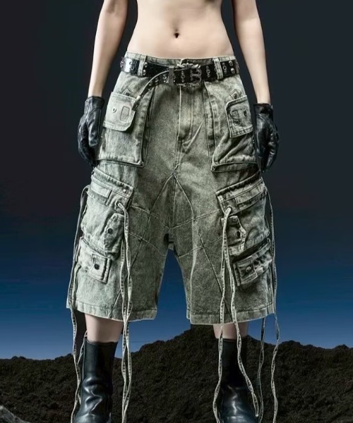 RICH(リッチ)の「【RICH】Cargo Wide Green Washed Short Pants / 【リッチ】ポケットカーゴデニムハーフパンツ(デニムパンツ・メンズ・カーキ・02/01)」の11枚目の写真
