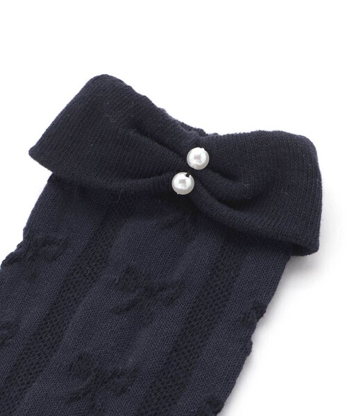 SLAP SLIP(スラップスリップ)の「パールビーズ付き折り返しリボンハイソックス(13~21cm)(ソックス/靴下・キッズ・ネイビー/ホワイト・S/M/XS)」の10枚目の写真